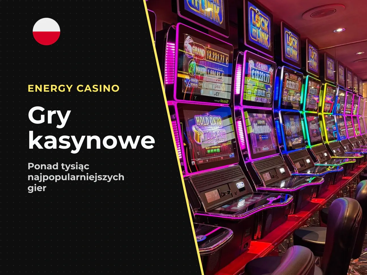 Sloty, gry stołowe i gry na żywo. Biblioteka Energy Casino obejmuje ponad **1 000 tytułów** od uznanych producentów. Gry w kasynie podzielone są na kilka głównych kategorii. **Automaty (sloty)** — zde