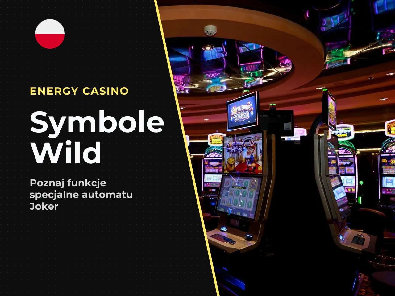 Wild i podstawowe symbole wypłat. Rola symbolu Wild, w którego wcielił się uśmiechnięty i kolorowy bohater tytułowy (Joker), sprowadza się do zastępowania podstawowych elementów wypłat — zamyka przerw
