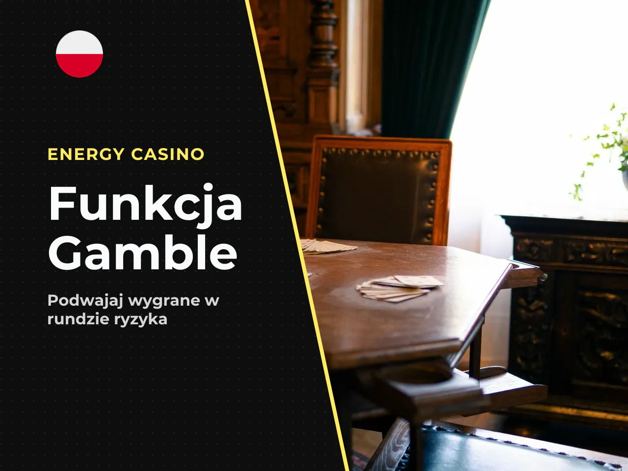 Co daje funkcja gamble. Opcja Gamble to klasyczne koło ryzyka polegające na podwajaniu wygranej z konkretnego obrotu. Po potwierdzeniu gracz staje przed wirtualnie zakrytą kartą i musi wytypować czarn
