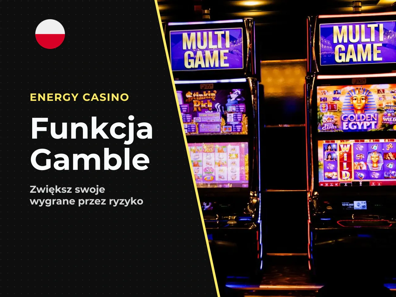 Funkcja Gamble i ryzyko po wygranej. Zawsze gdy gracz odnosi wygraną, na ekranie pojawia się moduł ryzyka (Gamble), wprowadzający element psychologicznego domysłu. **Opcja Gamble w Joker Stoker nie po